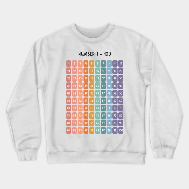 Numbers 1 - 100 in Soft Rainbow Colors for Kids Crewneck Sweatshirt by hwprintsco